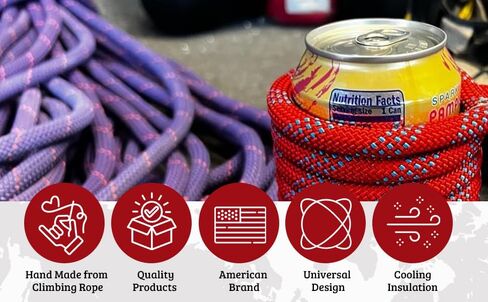 Rock Climbing Rope Insulated Cooler Beverage Sleeve Grip for 12oz Standard Soda Can Beer Cans Bottle Holder – A Great Gift for that Special Climber in Your Life! Drink Your Beverage With a Fun Twist in Saudi Arabia
