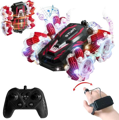 YEMIAI RC Gesture Sensing Stunt car, 2.4GHz 4WD Remote Control car, Cool Lighting and Music, Double-Sided Rotating Off-Road Vehicle 360 ° Flipping car, Gift for Boys and Girls Aged 6-12 in Saudi Arabia