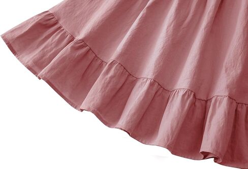 فستان LYXIOF للأطفال الصغار من القطن والكتان بأكمام مكشكشة بدون أكمام فساتين كاجوال للأطفال وردي داكن 90 سم in Kuwait