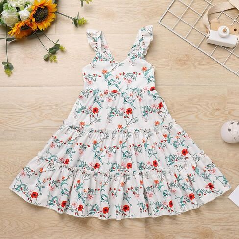 FYMNSI Toddler Little Girls Rainbow Twirly Skater Dress Baby Kids Back to School Dress Summer Casual Tea Party Beach Sundress in Saudi Arabia