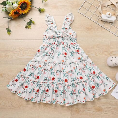 FYMNSI Toddler Little Girls Rainbow Twirly Skater Dress Baby Kids Back to School Dress Summer Casual Tea Party Beach Sundress in Saudi Arabia