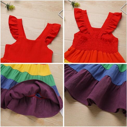FYMNSI Toddler Little Girls Rainbow Twirly Skater Dress Baby Kids Back to School Dress Summer Casual Tea Party Beach Sundress in Saudi Arabia