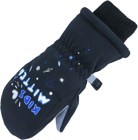 XTACER Kids Ski Snow Gloves Snowboard Winter Warm Cold Weather Gloves for Boys Girls Children (Black Mittens, S (6-8 Years Old)) in Saudi Arabia
