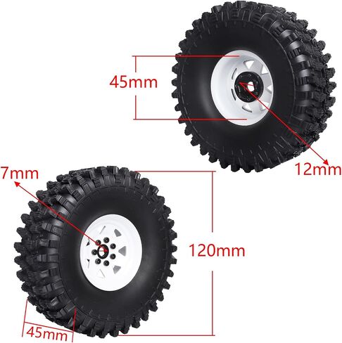 HobbyPark 1.9 Beadlock Wheels & Tires for TRX4 Axial SCX10 II III Redcat Gen 8 Gen 7 RC4WD 1/10 Scale RC Crawler Car (w/White Rims) in Saudi Arabia