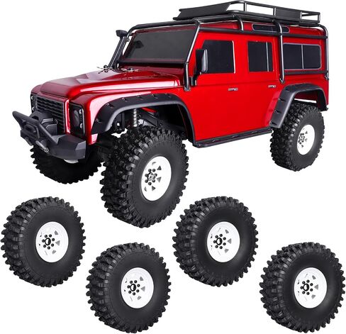 HobbyPark 1.9 Beadlock Wheels & Tires for TRX4 Axial SCX10 II III Redcat Gen 8 Gen 7 RC4WD 1/10 Scale RC Crawler Car (w/White Rims) in Saudi Arabia