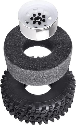 HobbyPark 1.9 Beadlock Wheels & Tires for TRX4 Axial SCX10 II III Redcat Gen 8 Gen 7 RC4WD 1/10 Scale RC Crawler Car (w/White Rims) in Saudi Arabia