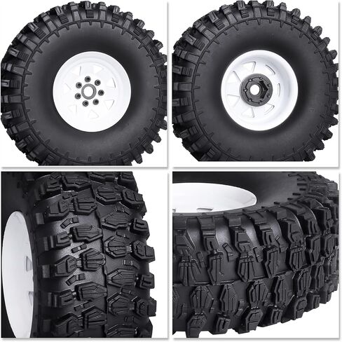 HobbyPark 1.9 Beadlock Wheels & Tires for TRX4 Axial SCX10 II III Redcat Gen 8 Gen 7 RC4WD 1/10 Scale RC Crawler Car (w/White Rims) in Saudi Arabia