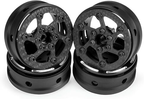 1.9 Beadlock Wheels, 4Pcs Carbon Fiber 1.9 Wheels, 1.41oz/Pcs Lightweight 1.9 Crawler Wheels for Axial SCX10 II SCX10 III Capra TF2 Element Enduro Redcat TRX4 Upgrades (D) in Saudi Arabia