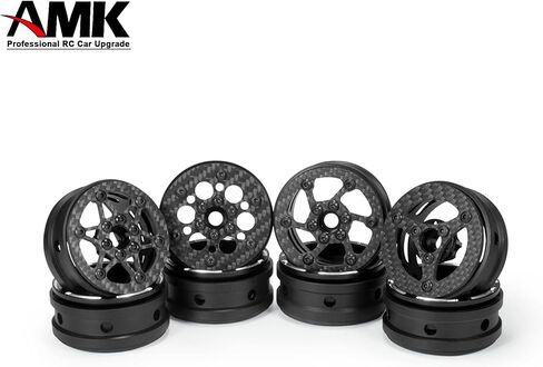 1.9 Beadlock Wheels, 4Pcs Carbon Fiber 1.9 Wheels, 1.41oz/Pcs Lightweight 1.9 Crawler Wheels for Axial SCX10 II SCX10 III Capra TF2 Element Enduro Redcat TRX4 Upgrades (D) in Saudi Arabia