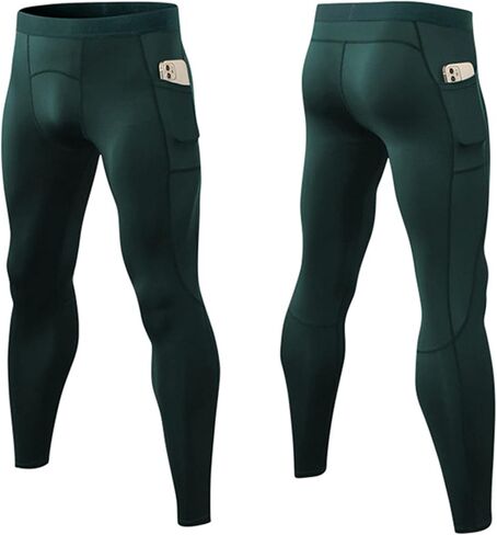 بنطال ضغط للرجال، جيب للهاتف، بنطال ضيق للجري، سروال ضيق لليوجا وتمارين اليوغا، سروال حراري رياضي in Kuwait