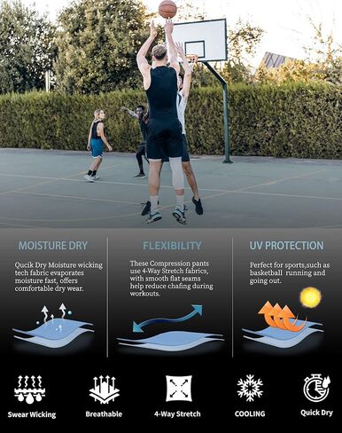 4 قطع من السراويل الضيقة للرجال 3/4 ساق واحدة لكرة السلة وأكمام الساق، سراويل رياضية بطبقة أساسية ملابس داخلية Capris in Kuwait