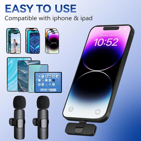 ميكروفون OEH Lavalier، ميكروفون Lavalier لجهاز iPhone iPad، ميكروفون لاسلكي احترافي، ميكروفون Lavalier لتقليل الضوضاء لتسجيل الفيديو، الألعاب المباشرة، المقابلات، مدونة الفيديو in Saudi Arabia