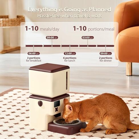 موزع طعام القطط اللاسلكي من iPettie، عمر بطارية يصل إلى 180 يومًا، وعاء من الفولاذ المقاوم للصدأ، خزان خالٍ من مادة BPA، سعة 3.5 لتر/15 كوب in Kuwait