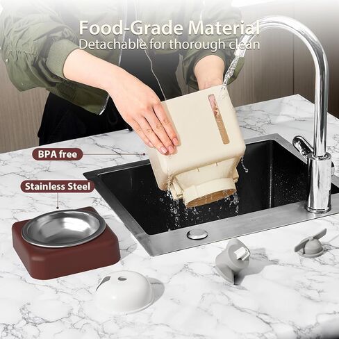 موزع طعام القطط اللاسلكي من iPettie، عمر بطارية يصل إلى 180 يومًا، وعاء من الفولاذ المقاوم للصدأ، خزان خالٍ من مادة BPA، سعة 3.5 لتر/15 كوب in Kuwait