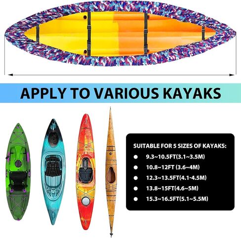 10-16FT Waterproof Kayak Covers for Outdoor Storage, 12FT Canoe Cover Accessories, Boat Cover Oxford Shade Marine Cockpit Dust Cover UV Protection Ultra Sunblock Shield for Fishing Boat Kayak Canoe in Saudi Arabia