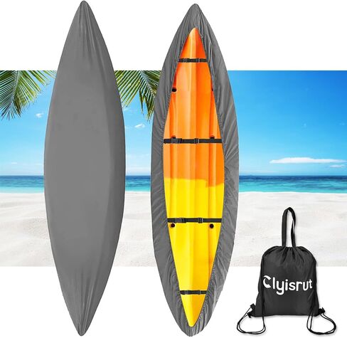 10-16FT Waterproof Kayak Covers for Outdoor Storage, 12FT Canoe Cover Accessories, Boat Cover Oxford Shade Marine Cockpit Dust Cover UV Protection Ultra Sunblock Shield for Fishing Boat Kayak Canoe in Saudi Arabia