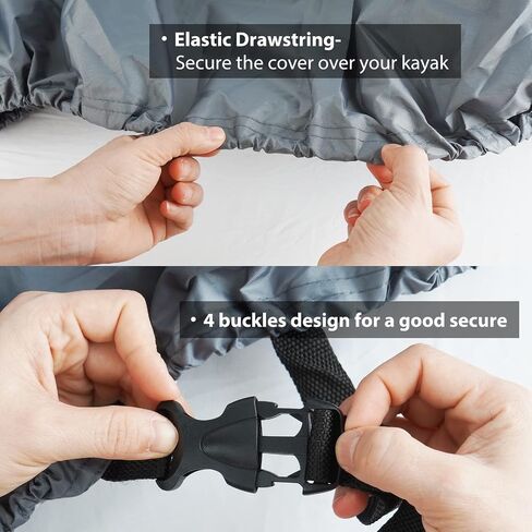 10-16FT Waterproof Kayak Covers for Outdoor Storage, 12FT Canoe Cover Accessories, Boat Cover Oxford Shade Marine Cockpit Dust Cover UV Protection Ultra Sunblock Shield for Fishing Boat Kayak Canoe in Saudi Arabia