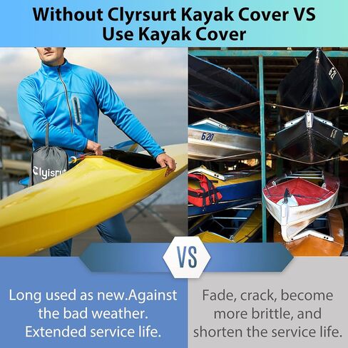 10-16FT Waterproof Kayak Covers for Outdoor Storage, 12FT Canoe Cover Accessories, Boat Cover Oxford Shade Marine Cockpit Dust Cover UV Protection Ultra Sunblock Shield for Fishing Boat Kayak Canoe in Saudi Arabia