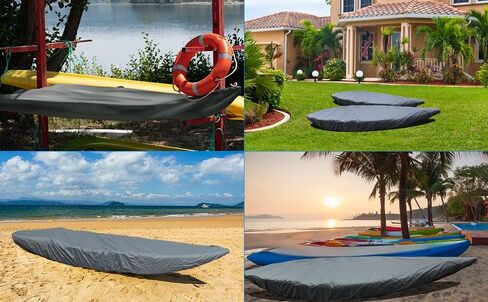 10-16FT Waterproof Kayak Covers for Outdoor Storage, 12FT Canoe Cover Accessories, Boat Cover Oxford Shade Marine Cockpit Dust Cover UV Protection Ultra Sunblock Shield for Fishing Boat Kayak Canoe in Saudi Arabia