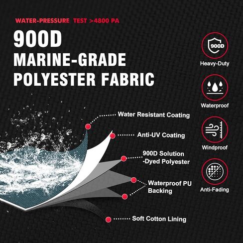 غطاء محرك خارجي مناسب من Fuprosico متوافق مع Yamaha F150D، F175A، F200F- 4 CYL 2.8L 2015-2023، مقاوم للماء عالي التحمل 900D أكسفورد مع بطانة قطنية غطاء محرك القارب in Kuwait