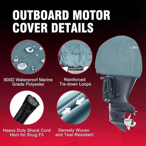 غطاء محرك خارجي مناسب من Fuprosico متوافق مع Yamaha F150D، F175A، F200F- 4 CYL 2.8L 2015-2023، مقاوم للماء عالي التحمل 900D أكسفورد مع بطانة قطنية غطاء محرك القارب in Kuwait