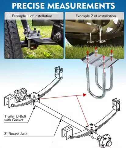 مجموعة مسامير على شكل حرف U للمقطورة شديدة التحمل من MLHpeak - تناسب محاور دائرية مقاس 2-3/8 بوصة (3500 رطل) - طول 5-1/2 بوصة in Kuwait