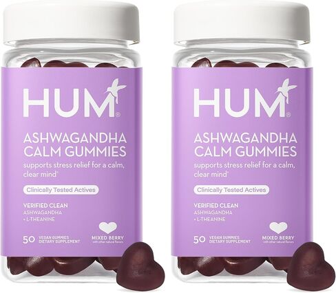 HUM Ashwagandha Calm- L-Theanine و Ashwagandha للاسترخاء اليومي ودعم المزاج - نكهة التوت المختلطة (100 علكة نباتية)... in Kuwait