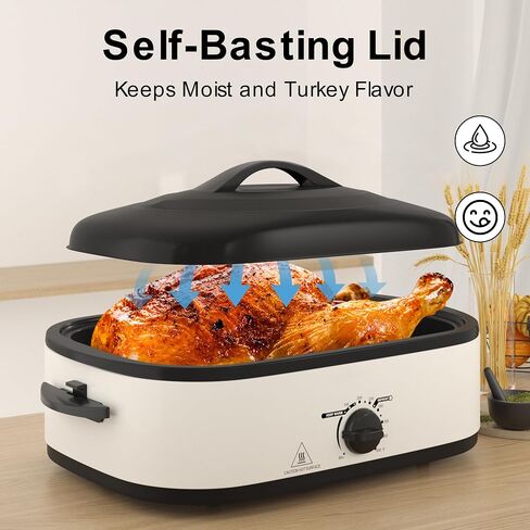 14 Quart Electric Roaster Oven with Slow Cooker Function, Turkey Roaster Oven Buffet with Self-Basting Lid, Removable Pan, Cool-Touch Handles, Easy to Clean, Silver in Saudi Arabia