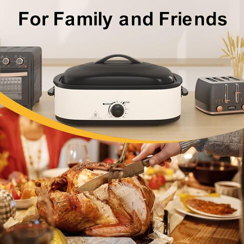 14 Quart Electric Roaster Oven with Slow Cooker Function, Turkey Roaster Oven Buffet with Self-Basting Lid, Removable Pan, Cool-Touch Handles, Easy to Clean, Silver in Saudi Arabia