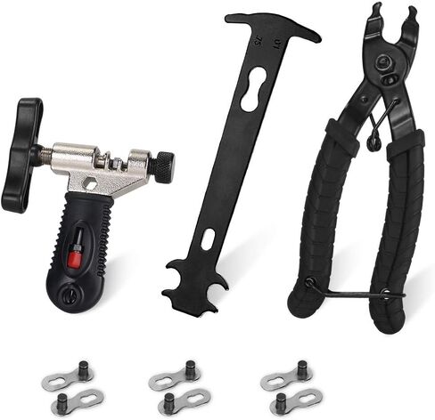 AUTOWT Bicycle Chain Repair Tool Kit, Cycling Bike Master Link Pliers Remover & Chain Breaker Splitter Cutter & Chain Wear Indicator Checker & Reusable Missing Connector for 6/7/8/9/10 Speed Chain in Kuwait