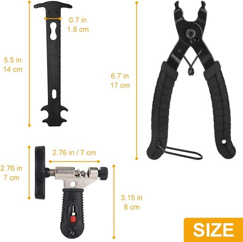 AUTOWT Bicycle Chain Repair Tool Kit, Cycling Bike Master Link Pliers Remover & Chain Breaker Splitter Cutter & Chain Wear Indicator Checker & Reusable Missing Connector for 6/7/8/9/10 Speed Chain in Kuwait