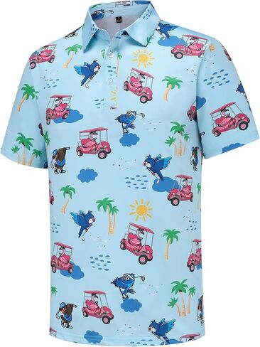 Golf Shirts for Men Short Sleeve Performance Moisture Wicking Dry Fit Funny Golf Polo Shirts for Men in Saudi Arabia