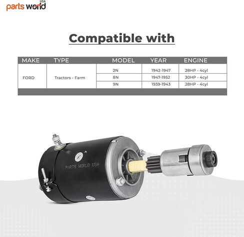 مشغل 12 فولت لجرار Ford 8N Ford 9N Ford 2N مع محرك Bendix + ضمان لمدة سنة || 1939-1952 12V فورد 8N كاتب 3109 8N1100R 8N11001 1831810 8N-11001R 9N11001 9N11002 SFD0191 8N-11002 SA-546 in Kuwait