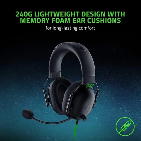 سماعة الألعاب Razer BlackShark V2 X: 7.1 صوت محيطي - برامج تشغيل 50 مم - وسادة إسفنجية الذاكرة - للكمبيوتر الشخصي، PS4، نينتندو سويتش - مقبس سماعة رأس 3.5 مم - أسود كلاسيكي (متجدد) in Saudi Arabia