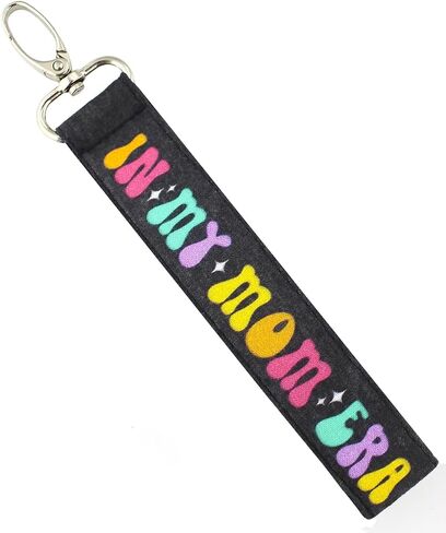 In My Mom Era Keychain Wristlet - Mama Lanyard for Keys - Baby Shower Gift for New Mom (Black) in Kuwait
