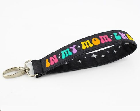 In My Mom Era Keychain Wristlet - Mama Lanyard for Keys - Baby Shower Gift for New Mom (Black) in Kuwait