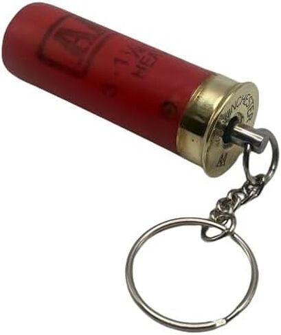 سلسلة مفاتيح على شكل قذيفة بندقية، عسكرية، شرطة، صيد وإطلاق نار (أحمر مع قاعدة نحاسية) in Kuwait