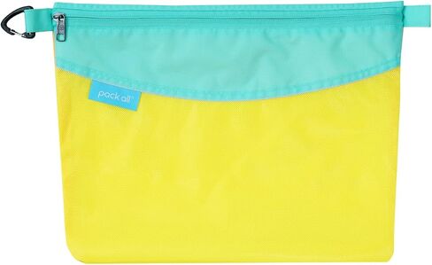 pack all Water-resistant Material Zipper Pouch, Mesh Zipper Bag for Storage, Travel, Office (Large) (Yellow) in Saudi Arabia