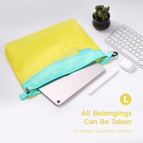 pack all Water-resistant Material Zipper Pouch, Mesh Zipper Bag for Storage, Travel, Office (Large) (Yellow) in Saudi Arabia