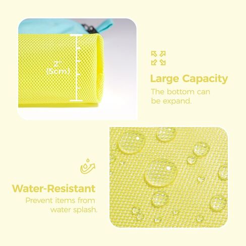 pack all Water-resistant Material Zipper Pouch, Mesh Zipper Bag for Storage, Travel, Office (Large) (Yellow) in Saudi Arabia