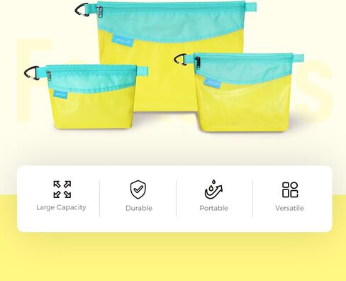 pack all Water-resistant Material Zipper Pouch, Mesh Zipper Bag for Storage, Travel, Office (Large) (Yellow) in Saudi Arabia