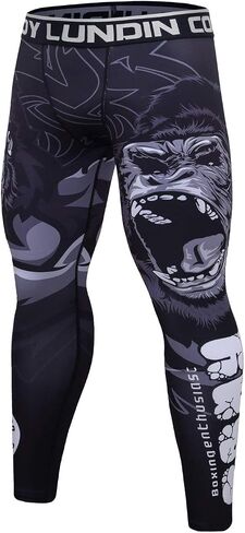 Red Plume Men's Compression Pants, Sports Yoga Leggings & Workout Running Tights Cool Dry Base Layer Bottoms in Kuwait
