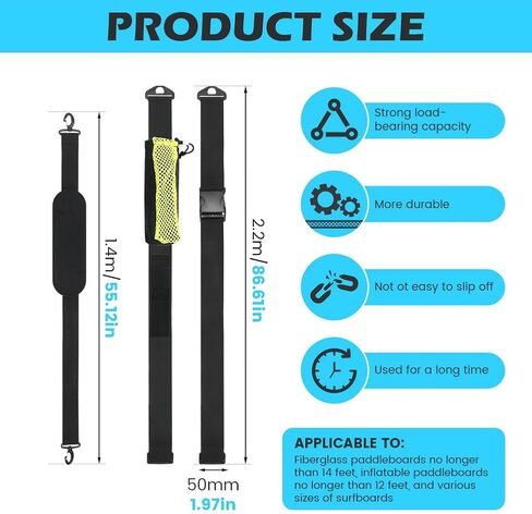 BNYTXV حامل لوح التجديف حبال سوب كاياك، حزام كتف مبطن قابل للتعديل مع مشابك ملحقات لوح التجديف in Kuwait