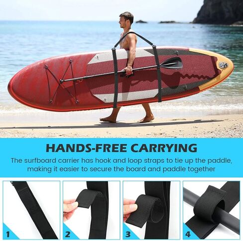 BNYTXV حامل لوح التجديف حبال سوب كاياك، حزام كتف مبطن قابل للتعديل مع مشابك ملحقات لوح التجديف in Kuwait