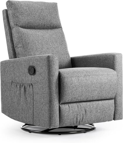 NEWBULIG Swivel Glider Recliner Nursery Rocker Chair with Extra Large Footrest and Upholstered Seat, Beige in Saudi Arabia