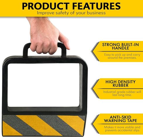 IDSWorld Jack Pallet Truck Stop Wheel Chock Heavy Duty Rubber Stopper for Safe Warehouse Moving Cargo Delivery Trucks Anti-Skid Warning Tape with Rachet 10.5ft Tiedowns Strap in Kuwait