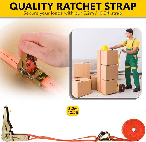 IDSWorld Jack Pallet Truck Stop Wheel Chock Heavy Duty Rubber Stopper for Safe Warehouse Moving Cargo Delivery Trucks Anti-Skid Warning Tape with Rachet 10.5ft Tiedowns Strap in Kuwait
