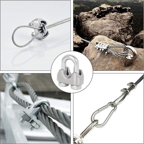 20PCS 5/16 Inch Cable Clamps Stainless Steel Wire Cable Clamps M8 Wire Rope Clamps 5/16 inch Wire Rope Cable Clip Clamp Heavy Duty U Bolt Saddle Clamp in Kuwait