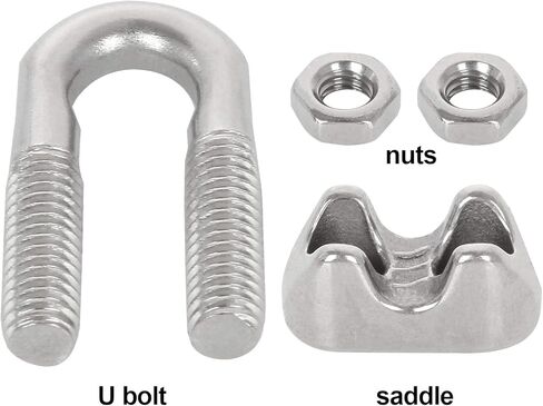 20PCS 5/16 Inch Cable Clamps Stainless Steel Wire Cable Clamps M8 Wire Rope Clamps 5/16 inch Wire Rope Cable Clip Clamp Heavy Duty U Bolt Saddle Clamp in Kuwait