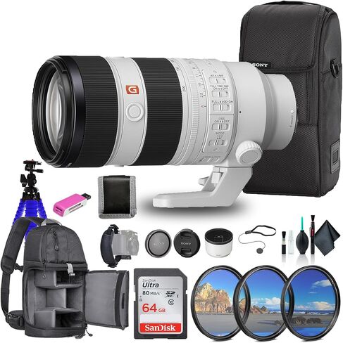 Sony FE 70-200mm f/2.8 GM OSS II Lens SEL70200GM2, 64GB Memory Card, Filter Kit, Backpack, Card Reader, Flex Tripod, Memory Card Wallet, Cap Keeper, Cleaning Kit, Hand Strap in Saudi Arabia